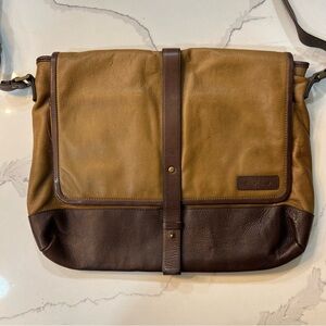 Cole Haan Leather Messenger Bag in Dijon/Dark Brown